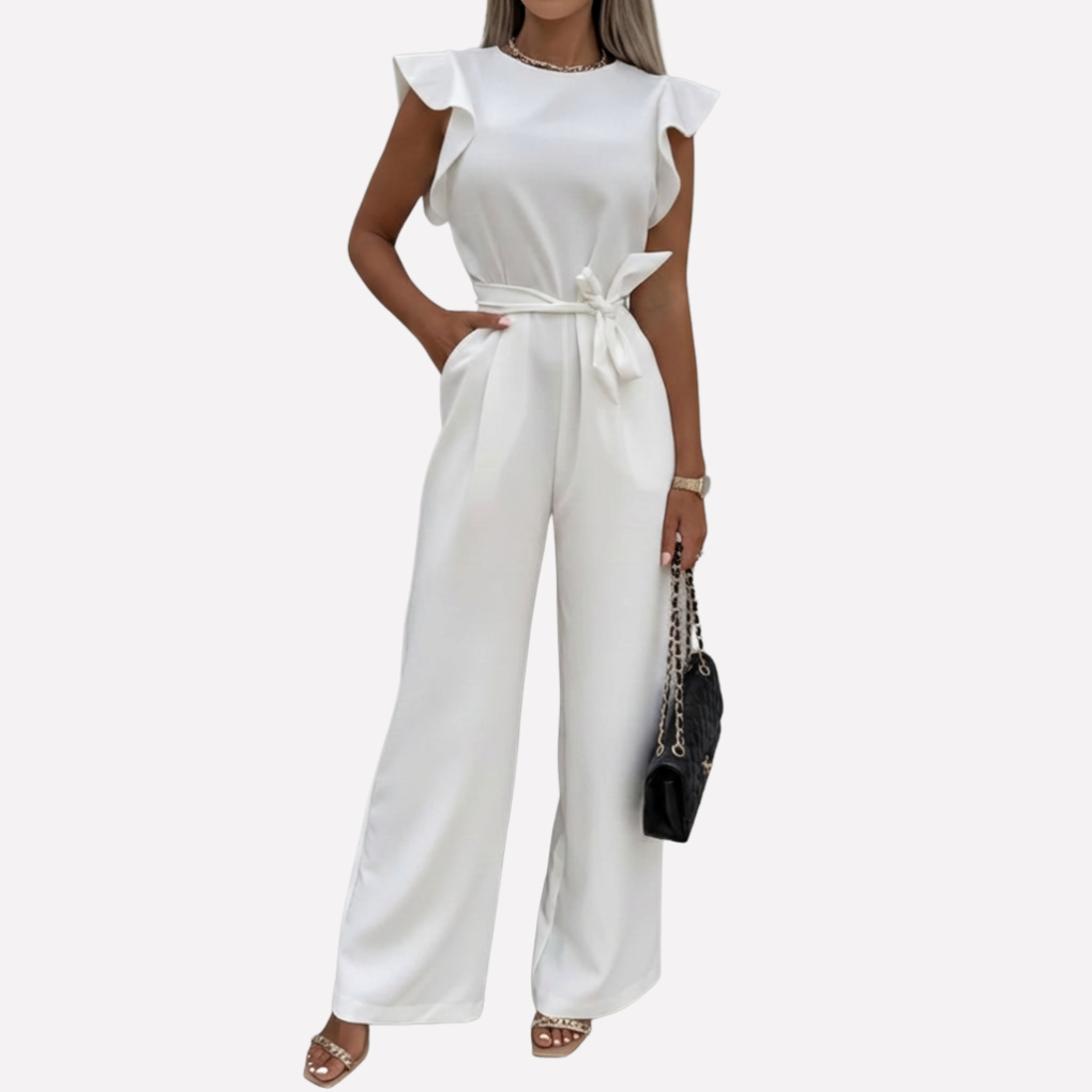 Elegant Jumpsuit with Flutter Sleeves