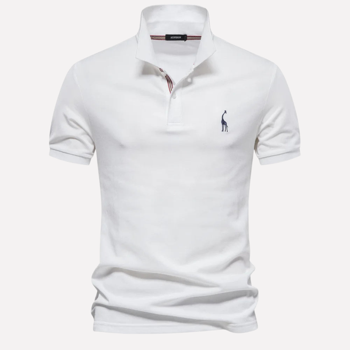 Luxe Cotton Polo for Men with Deer Embroidery