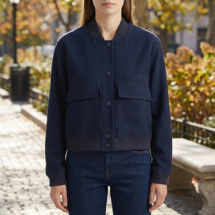 Cropped Casual Bomber Jacket for Women