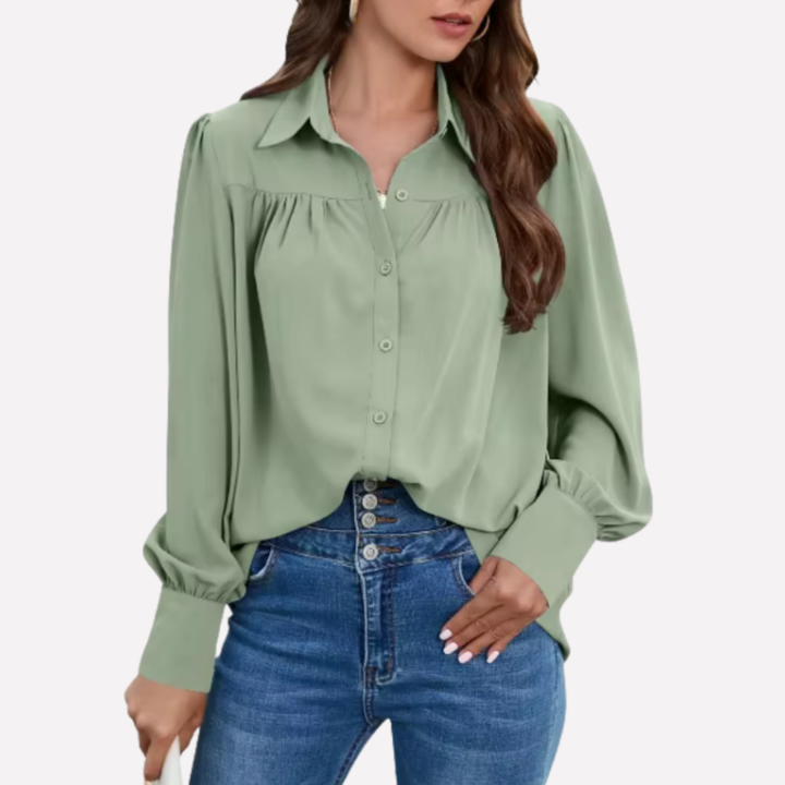 Chiffon Blouse with Lantern Sleeves for Women