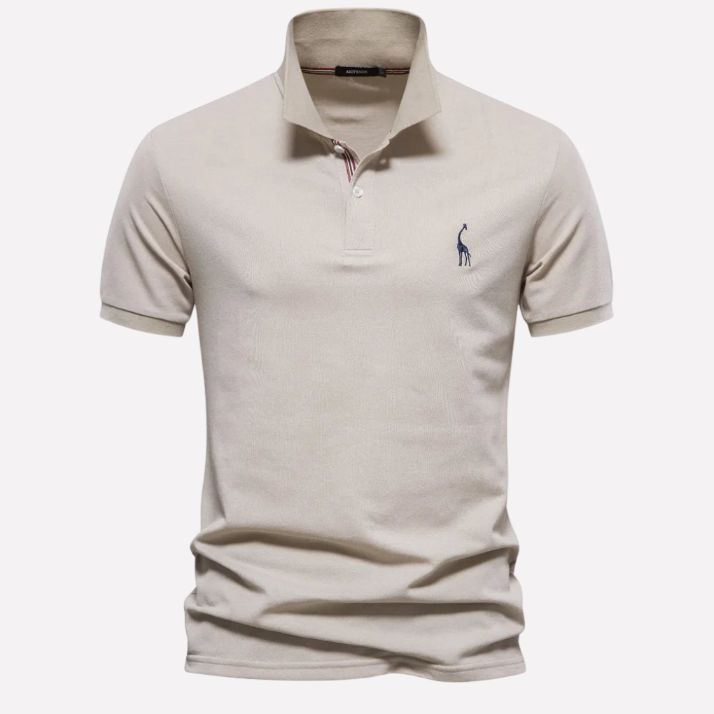 Luxe Cotton Polo for Men with Deer Embroidery