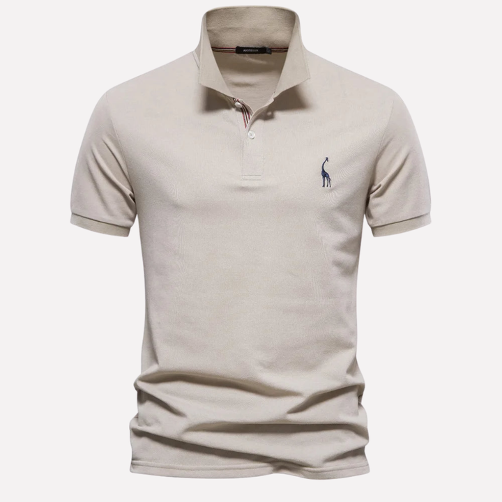 Luxe Cotton Polo for Men with Deer Embroidery
