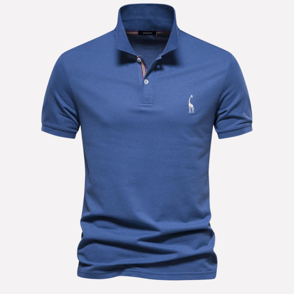 Luxe Cotton Polo for Men with Deer Embroidery