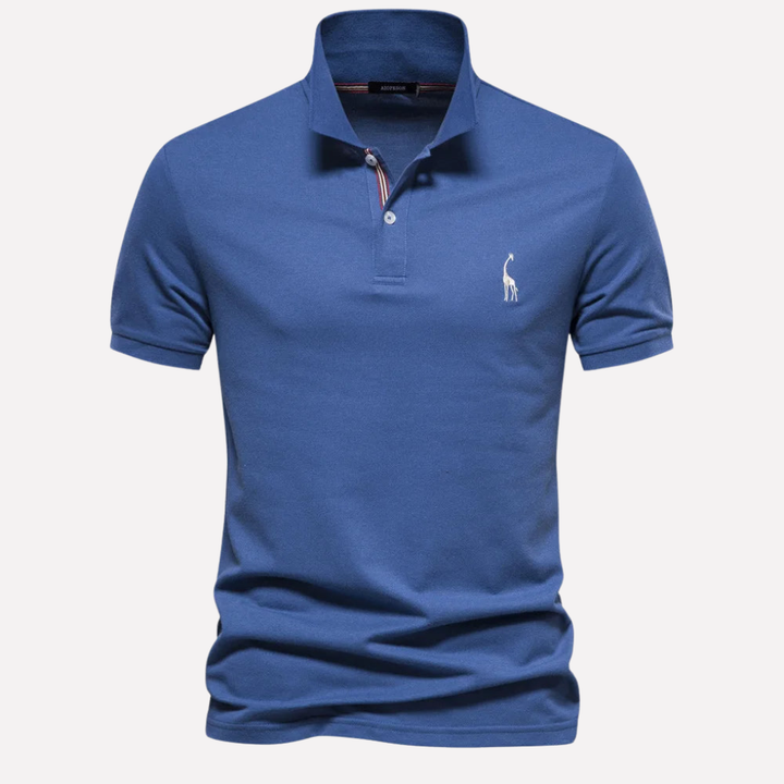 Luxe Cotton Polo for Men with Deer Embroidery
