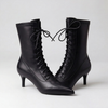 Pointed Toe Lace-Up Mid-Calf Boot
