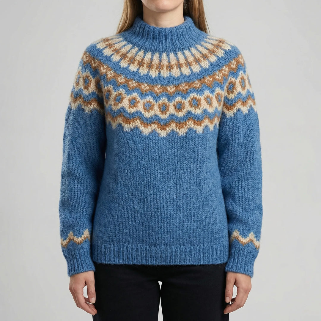 Fjelora - Nordic Fair Isle Patterned Pullover Sweater