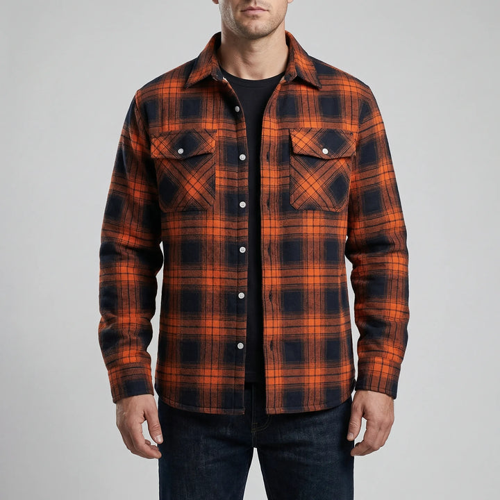 Flandrex - Fleece-Lined Plaid Shirt Jacket For Men