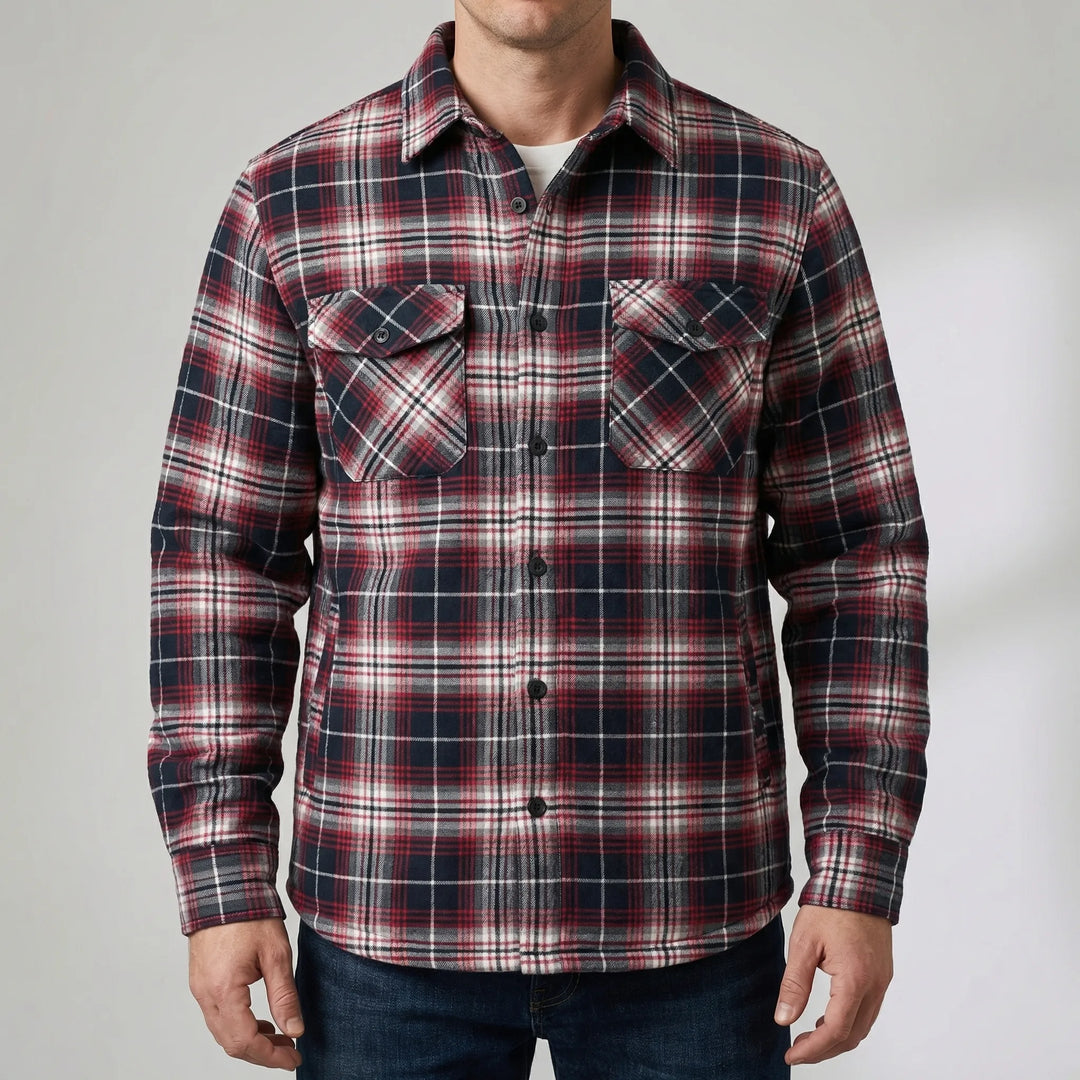 Flandrex - Fleece-Lined Plaid Shirt Jacket For Men