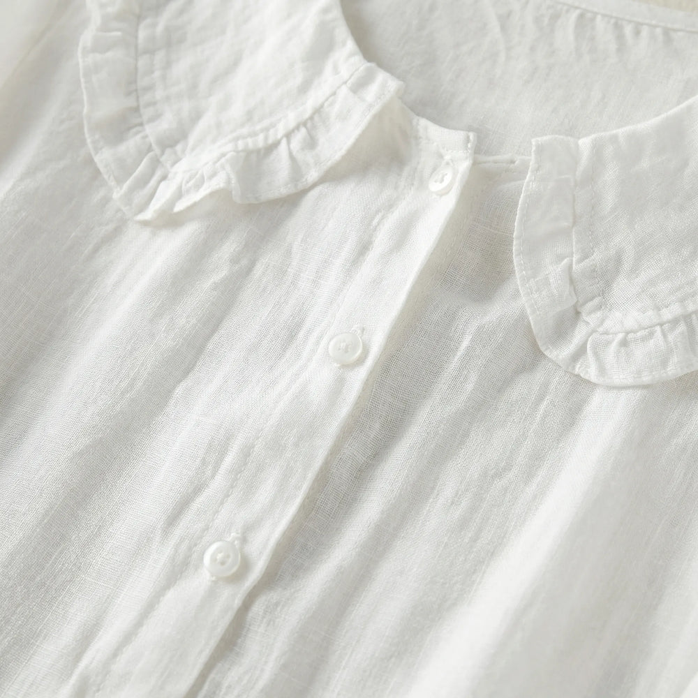 Floravelle - Loose-Fit Ruffle Collar Blouse