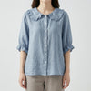 Loose-Fit Ruffle Collar Blouse
