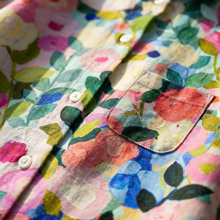 Florenzia - Long-Sleeve Floral Button-Front Blouse