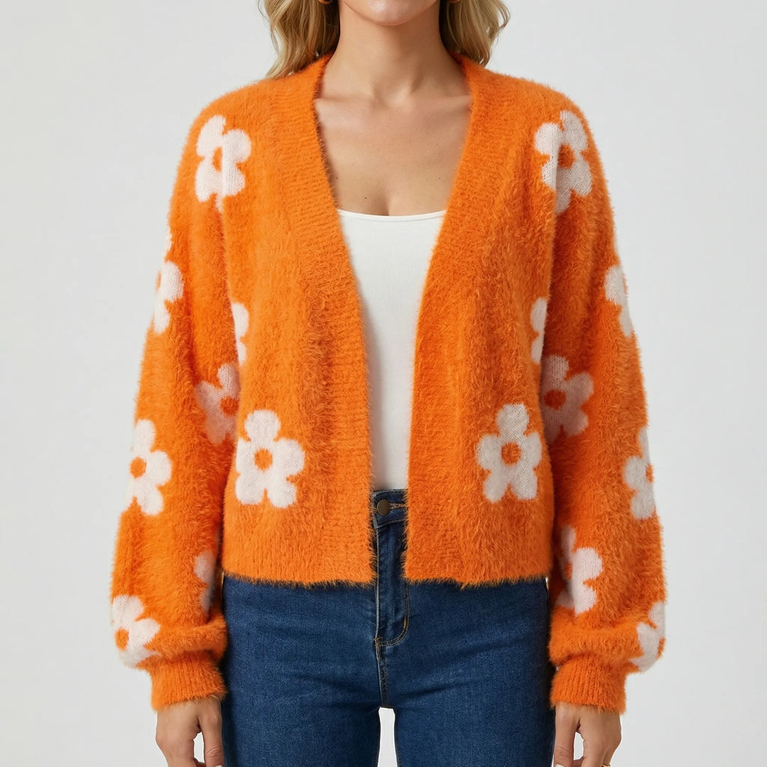 Floriva - Open-Front Floral Cardigan Sweater