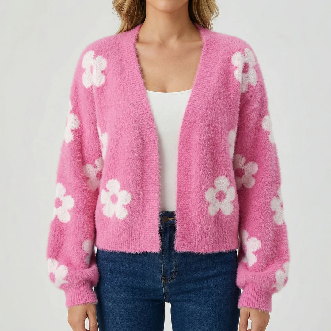 Floriva - Open-Front Floral Cardigan Sweater