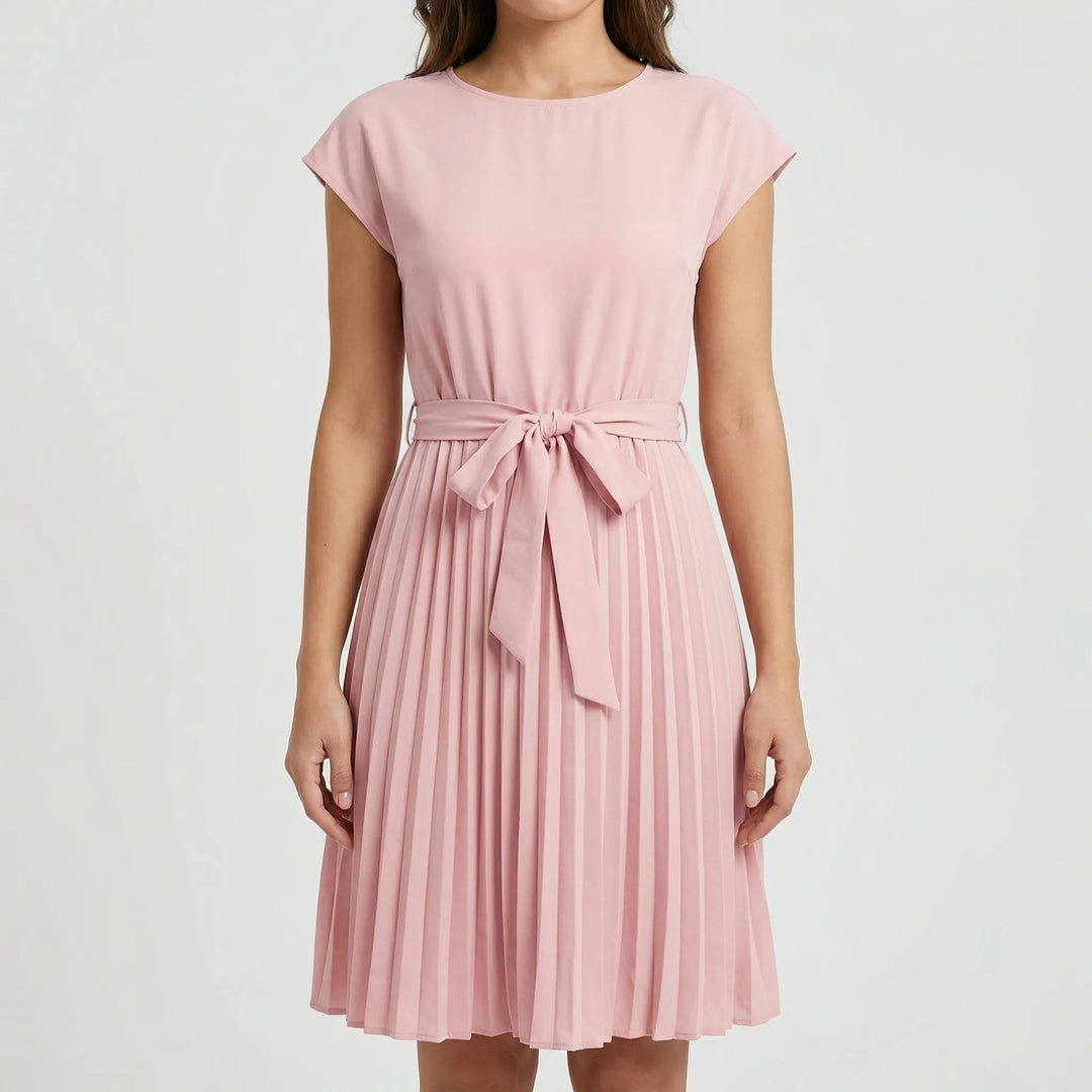 Florvene - Short-Sleeve Pleated Midi Dress