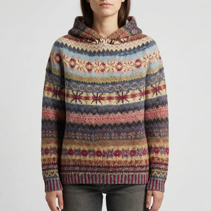 Folklora - Pullover Hoodie With Folk-Inspired Print