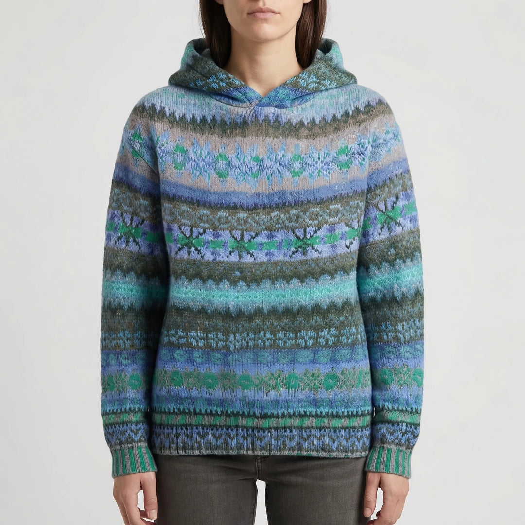 Folklora - Pullover Hoodie With Folk-Inspired Print