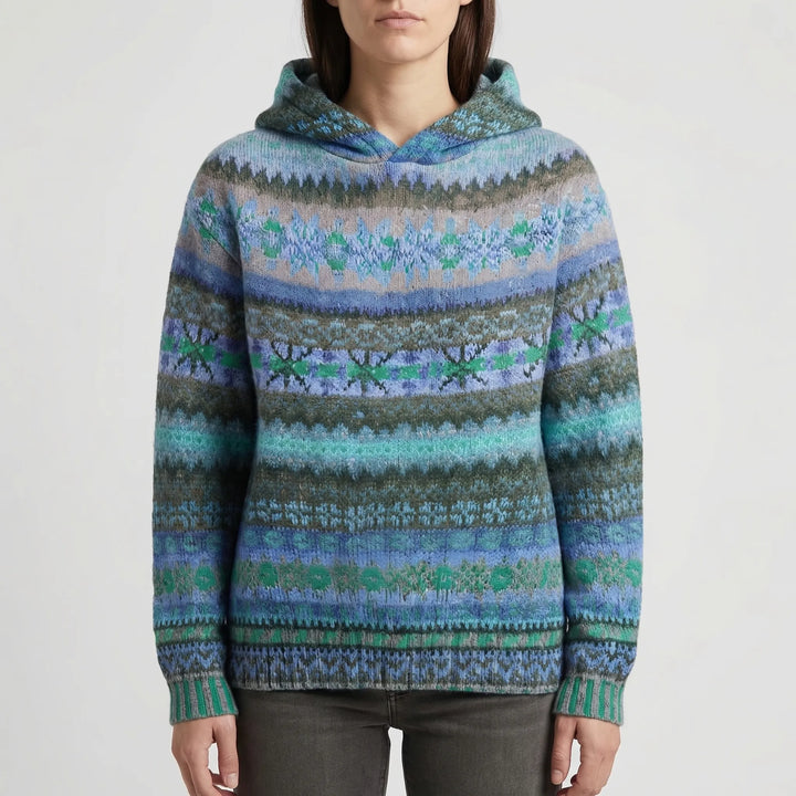 Folklora - Pullover Hoodie With Folk-Inspired Print