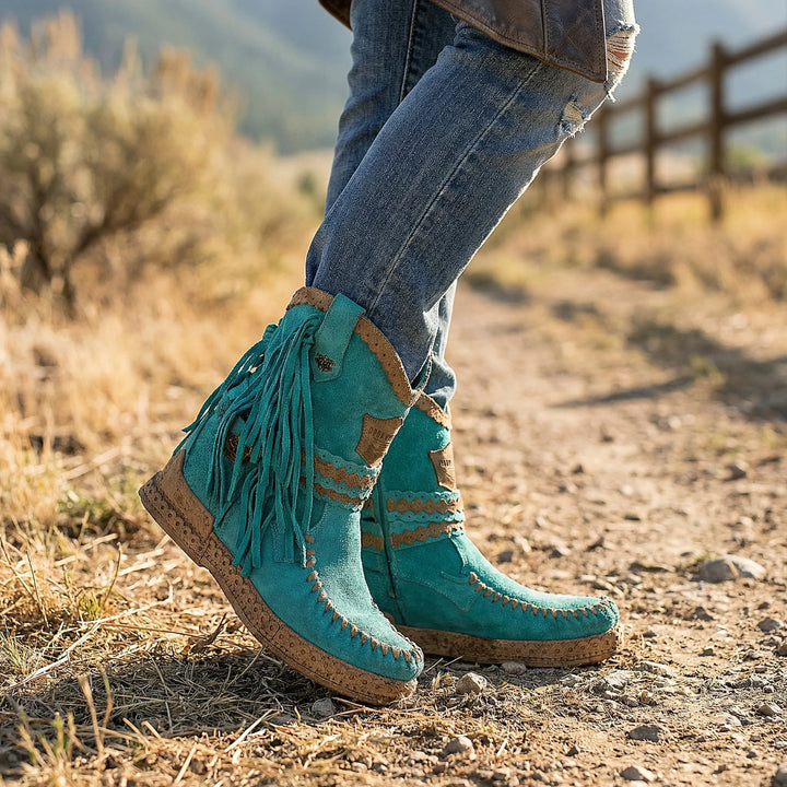 Fringella - Fringe Ankle Boot With Flat Sole