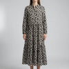 Long-Sleeve Geometric Print Midi Dress