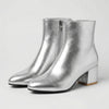 Metallic Finish Block Heel Ankle Boot for Women