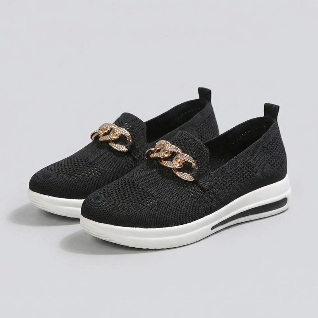Glitzloa - Knit Slip-On Sneaker With Chain Detail