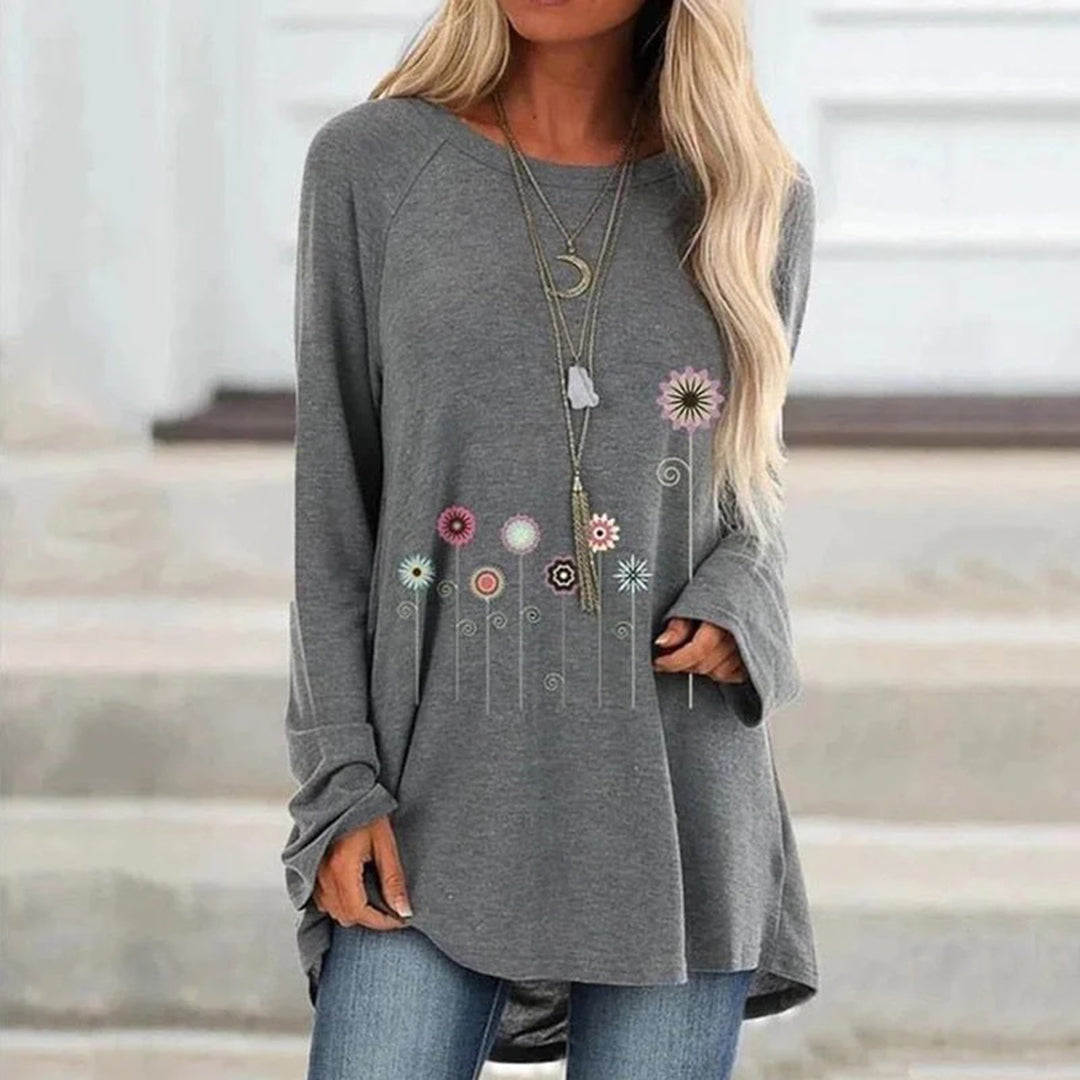 Sweatshirt with 3D Floral Embroidery Soft Texture for Women
