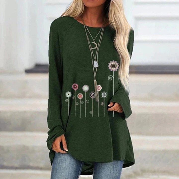 Sweatshirt with 3D Floral Embroidery Soft Texture for Women