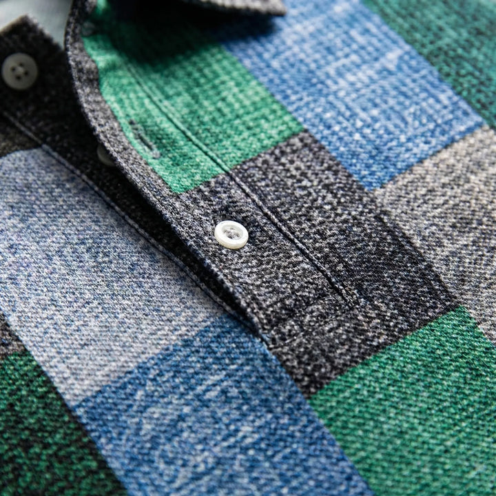 Gridvex - Short-Sleeve Checkered Polo Shirt