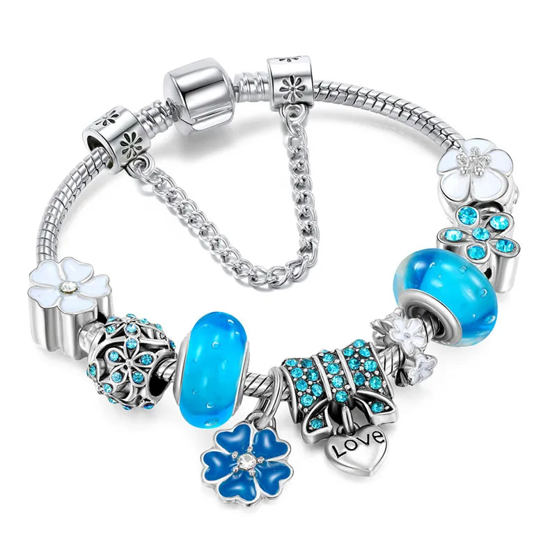 Sterling Silver 925 Bracelet with Flower-Shaped Charm | Elegant Jewellery Gift for Women