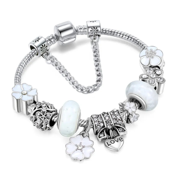 Sterling Silver 925 Bracelet with Flower-Shaped Charm | Elegant Jewellery Gift for Women