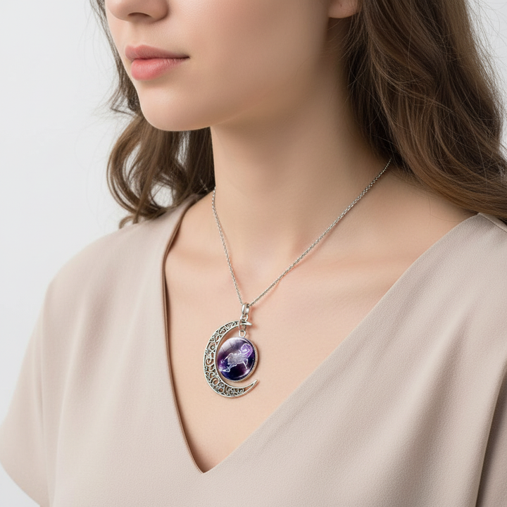 Moon Pendant Zodiac Necklace - StarGleam