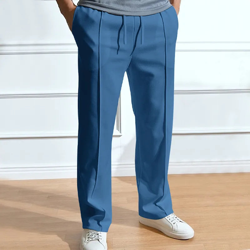 Men's Slim-Fit Pants with Elasticated Drawstring Waist
