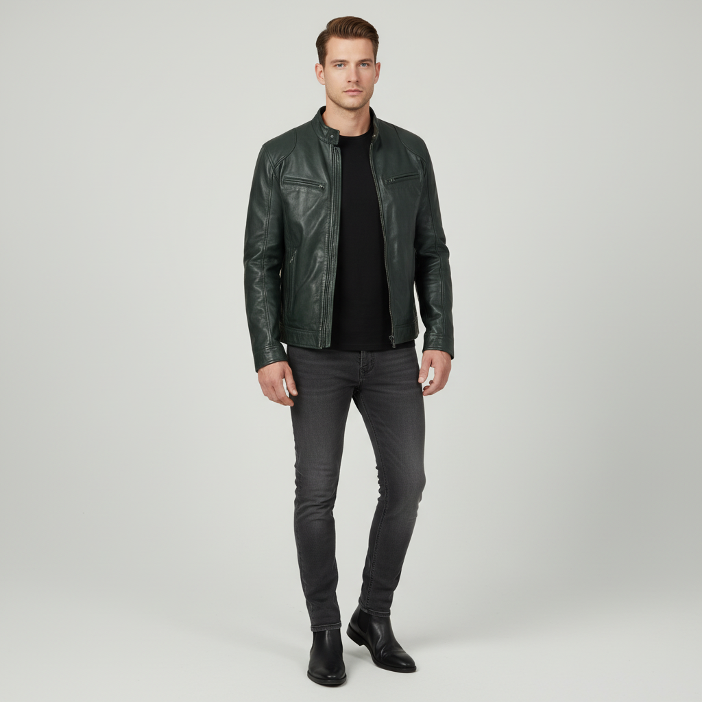 Men's Slim-Fit Leather Jacket - Spencer