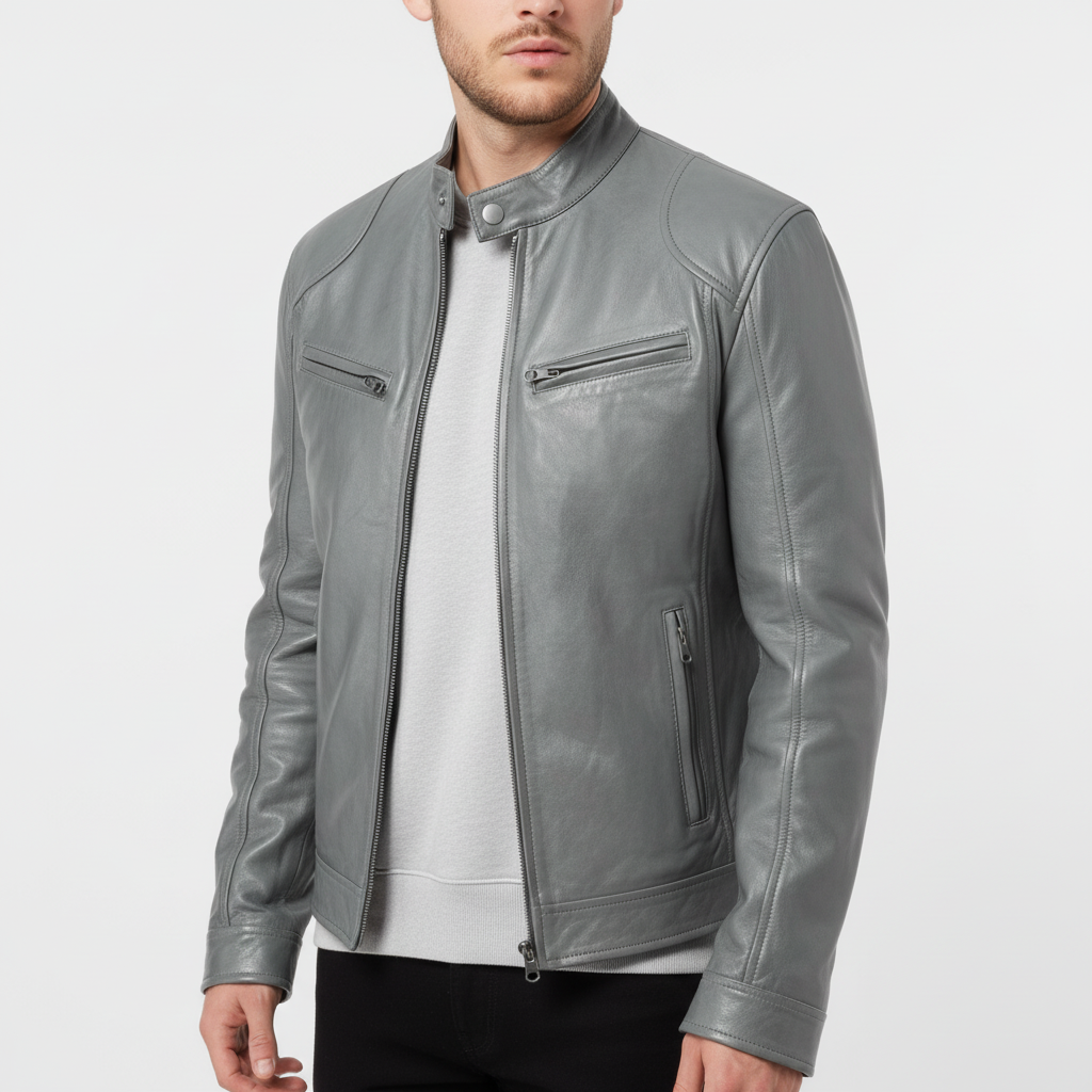 Men's Slim-Fit Leather Jacket - Spencer
