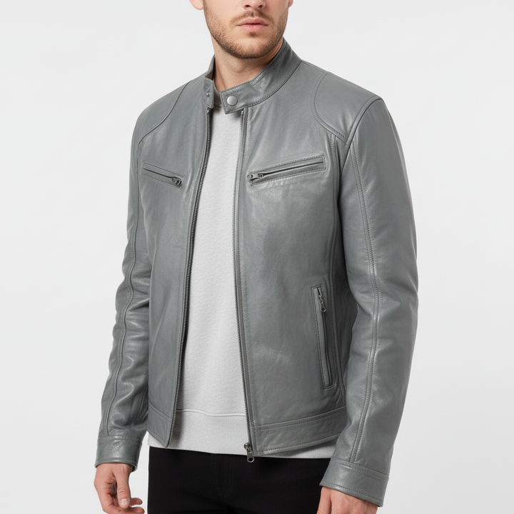 Men's Slim-Fit Leather Jacket - Spencer