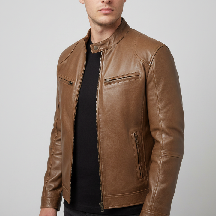 Men's Slim-Fit Leather Jacket - Spencer