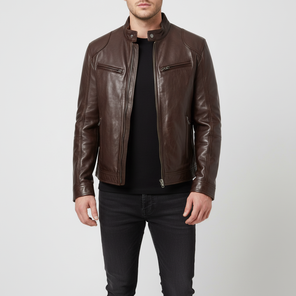 Men's Slim-Fit Leather Jacket - Spencer