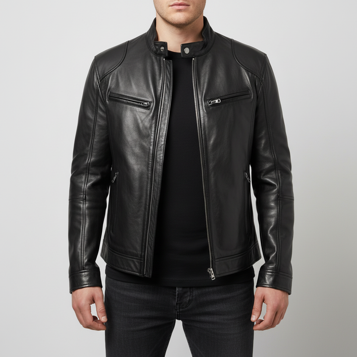 Men's Slim-Fit Leather Jacket - Spencer