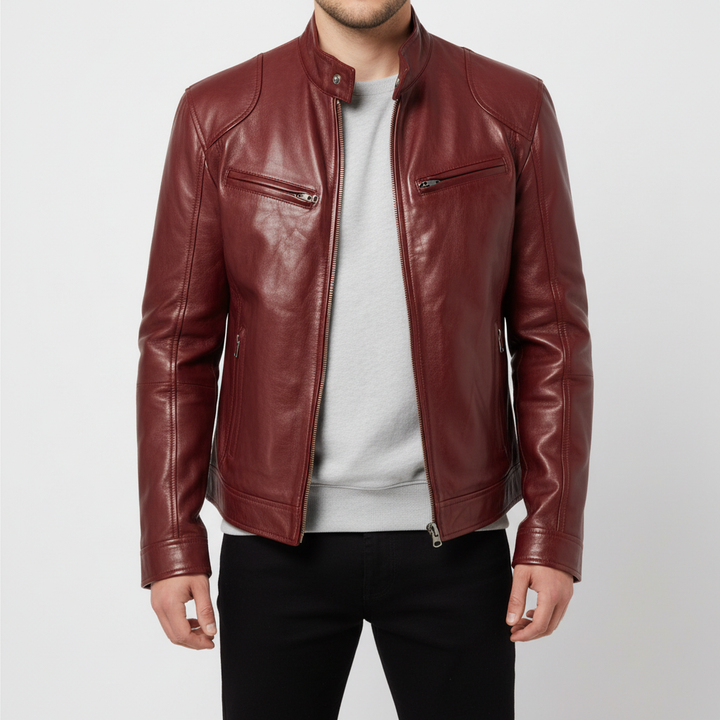 Men's Slim-Fit Leather Jacket - Spencer