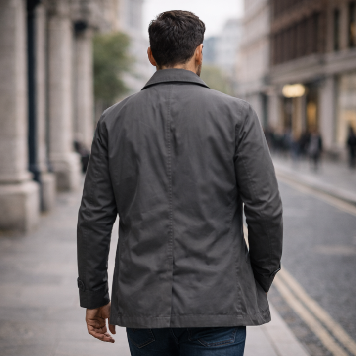 Lightweight Men's Trench Jacket with Pointed Collar and Button Placket
