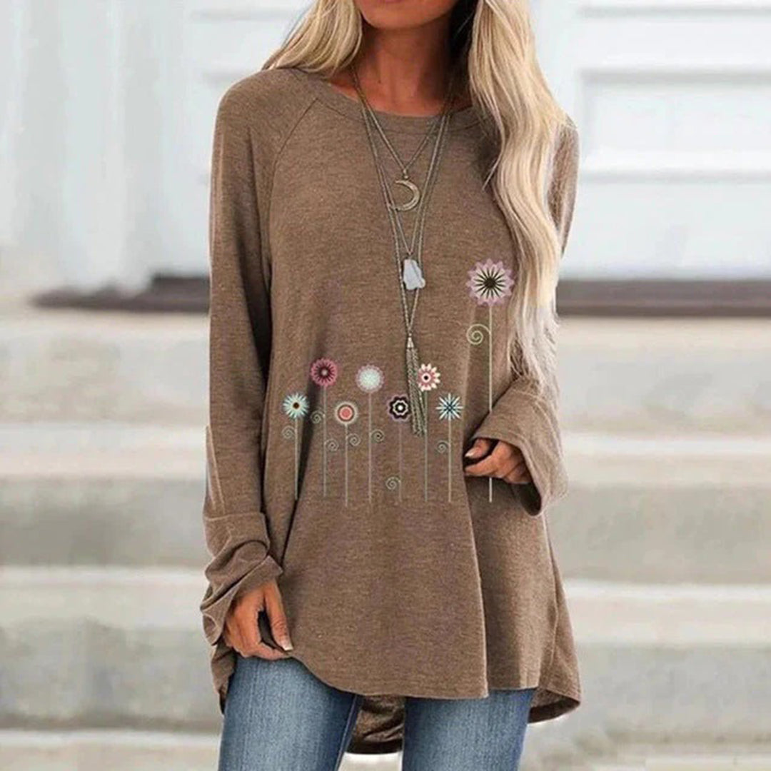 Sweatshirt with 3D Floral Embroidery Soft Texture for Women