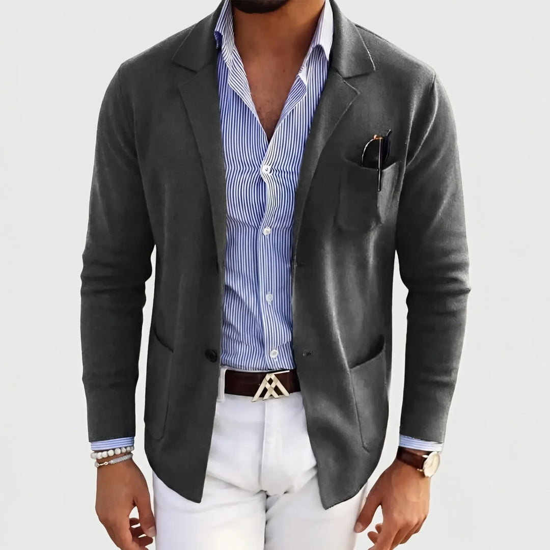 Klavorn - Lapel Collar Knit Blazer For Men