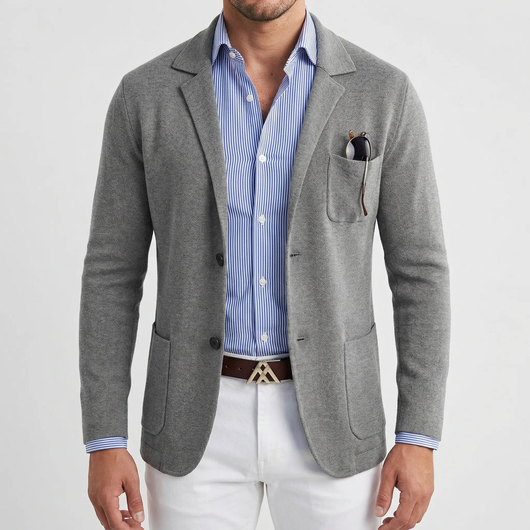 Klavorn - Lapel Collar Knit Blazer For Men