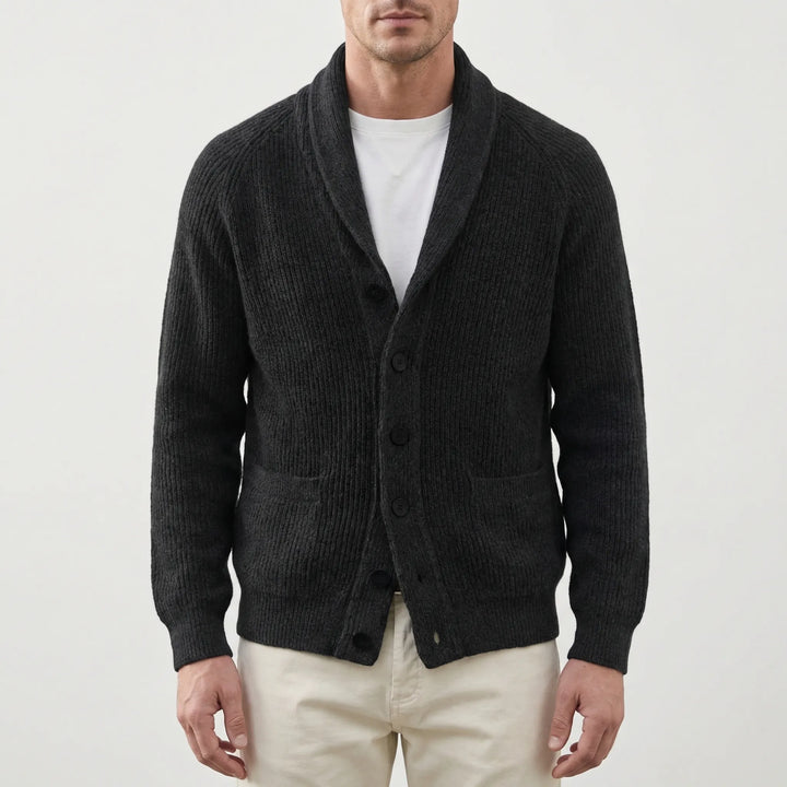 Knitoro - Shawl Collar Button-Front Knit Cardigan