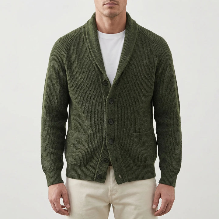 Knitoro - Shawl Collar Button-Front Knit Cardigan