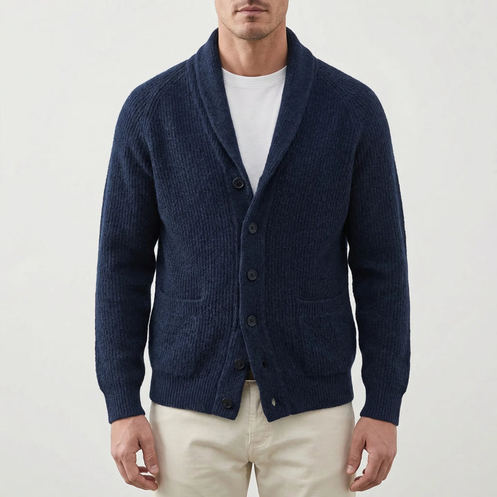 Knitoro - Shawl Collar Button-Front Knit Cardigan