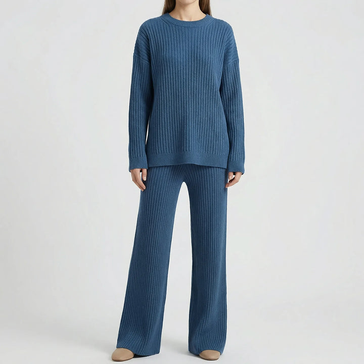 Knivelle - Ribbed Knit Two-Piece Sweater Set