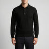 Fine-Knit Long Sleeve Polo Sweater