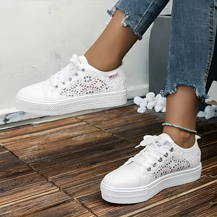 Lacevo - Lace-Knit Platform Sneaker For Women