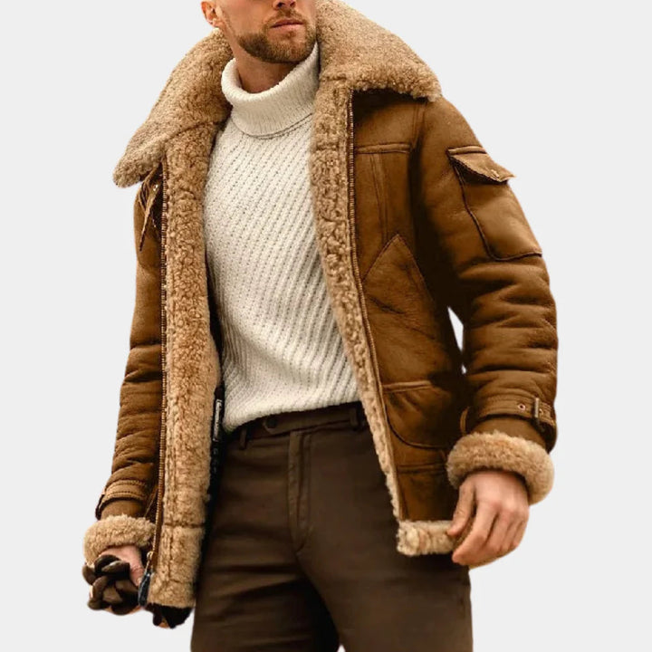 Bold Pilot Style- Leather Winter Jacket for Men